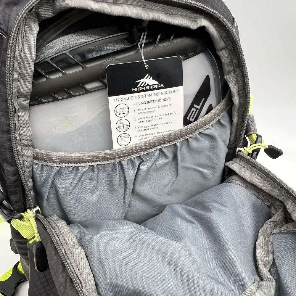 High Sierra 16 Hydro Backpack Gray/Yellow W/ Hydration bladder Hiking Trail